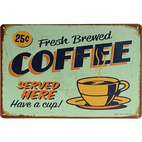 2pcs Retro Vintage Cafe Pub Bar Metal Tin Sign COFFEE Art Plaque 20x30cm
