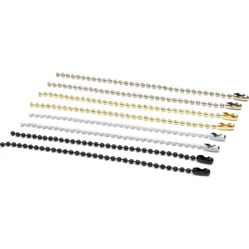 20pieces/lot 2.4mm Metal beads Pull rope string metal beads zipper cord with connector for hanging photos extension rope