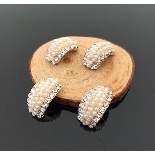 2016New 50Pcs Alloy Pearl Arc Rhinestone Buttons/Buckle for DIY clothing and Hair accessories HZ233