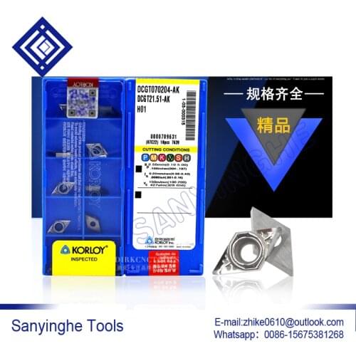 Free shipping high quality 50pcs/lots DCGT070202-AK HO1 / DCGT070204-AK HO1 cnc carbide turning inserts