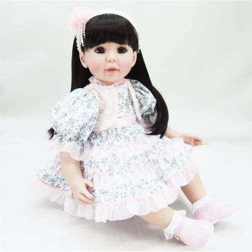 60cm soft Silicone Reborn Girl Baby Doll Toys 24inch Newborn Princess Toddler Babies Dolls Play House Toy Doll Xmas Gift Bonecas