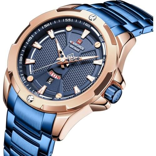 2021 NAVIFORCE Brand Luxury Fashion Blue Color Watch Men Luxury Quartz Business Mens Watches Sport Male Waterproof Wrist Watch