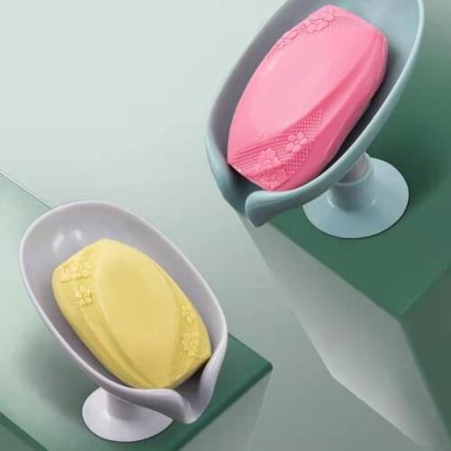 Leaf Shape Soap Holder Bathroom Shower Storage Box Suction Cup Punch-free Storage Basket Dish Plate Tray Kitchen Tools Accessory