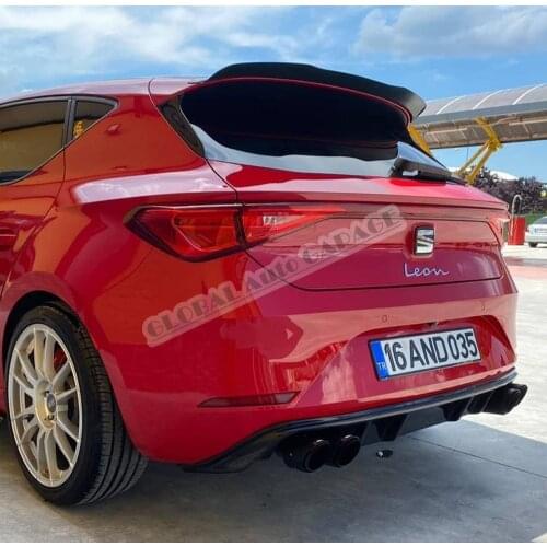 For Seat Leon Mk4 2020 2021 Spoiler Extension Piano Glossy Black Auto Accessory Universal Spoilers Car Antenna Diffüser Flaps