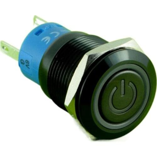 ELEWIND 19mm black illuminated power symbol Momentary push button(PM192F-11ET/R/12V/A with illuminated power symbol)