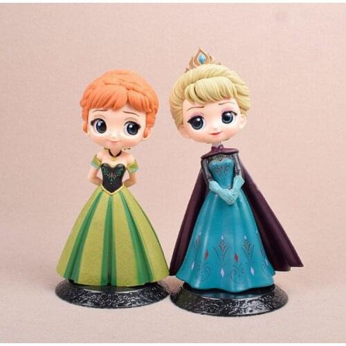 16cm Disney Frozen Anime Figure Anna Elsa Princess Action Figure PVC Doll Collection Cake Car Decor Model Children Toy Girl Gift