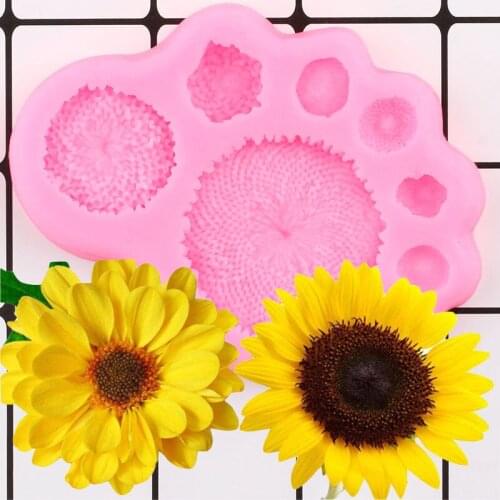 Sun Flower Heart Silicone Mold Sugarcraft Fondant Cake Decorating Tools Chocolate Gumpaste Mould Candy Moulds Polymer Clay Molds