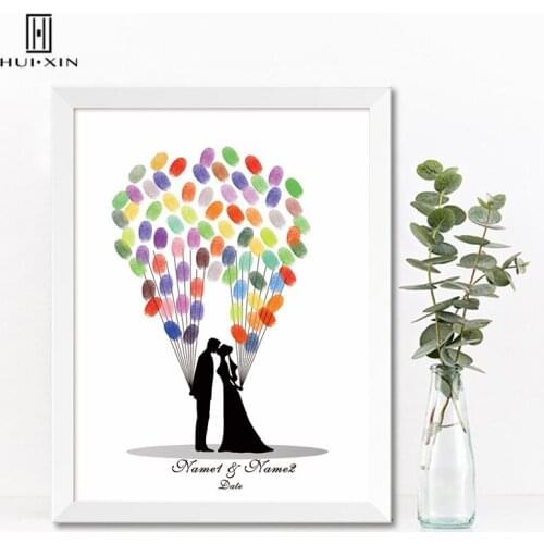 The Kissing Bride And Groom Free Custom Name Date Fingerprint Signature DIY Guest Book for Engagement Wedding Ceremony Decortion