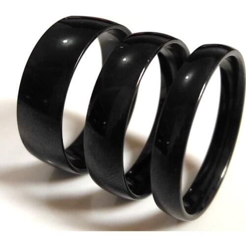20pcs Top Mix 4/6/8mm Gentleman ladies Band Rings Black Elegant Simple Temperament Stainless Steel Ring Wedding Favor Party Gift