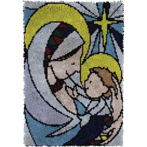 Latch Hook Rug mother Plush Tapestry Kits Crochet Cushion Mat DIY Carpet Rug Home Decor 61cmX85cm