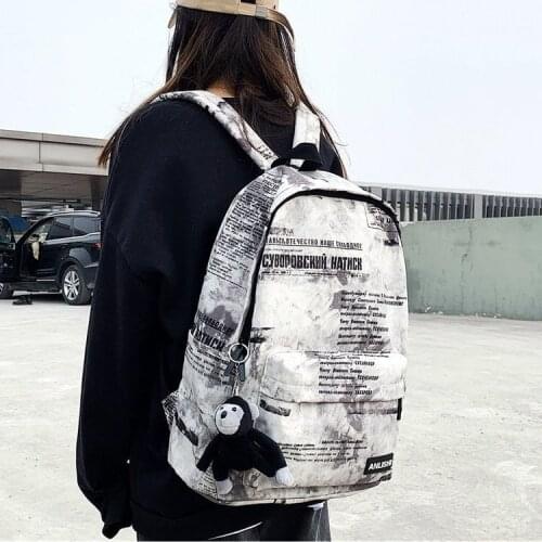 Fashion Letter Printing Nylon Backpack For Women 2021 New Large Capacity School Bag For School Teenagers Backpacks Travel Bag