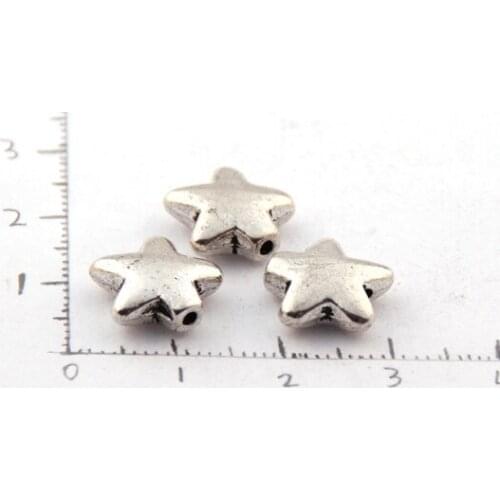MOODPC Free shipping 30PCs Alloy Charm Spacer Beads Star Shape Tone 11mmx11mm