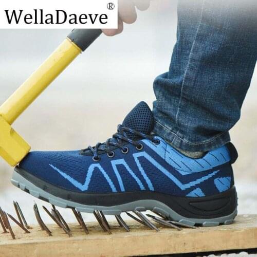 Mens Steel Toe Cap Work Boots Outdoor Construction Camouflage Breathable Ankle Footwear Puncture Proof Safety Shoes Plus Size