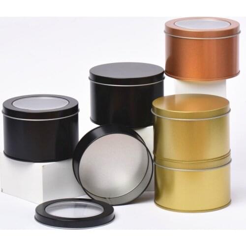 New Tin Box With Clear Window Metal Storage Box Round Case Earrings Jewelry Packing Box Tea Jar Jewelry Organizer For Cosmetic