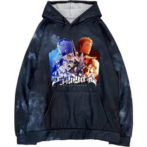 New Fashion Tie Dye Hoodies Black Clover Printing Hooded Streetswear Sweatshir Friend Men Women Unisex Top