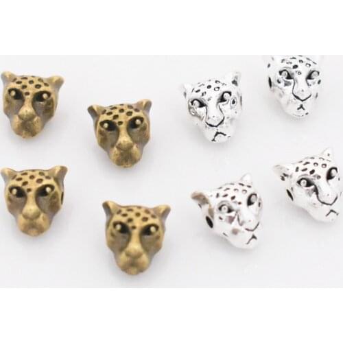 NEW Accessories,15pcs/lot 10x9x7mm Two Colors Plated Leopard Charm Pendant Beads DIY Handmade Jewelry Accessories
