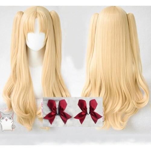 Fate Grand Order Ereshkigal Cosplay Wig FGO Servant Lancer Chip Ponytails Heat Resistant Hair Cosplay Wigs + Red Hairpins