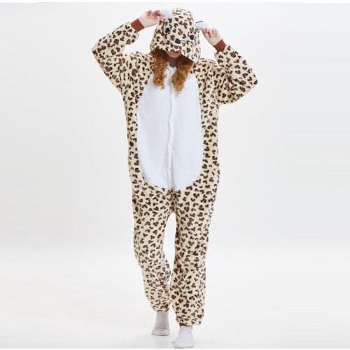 Kigurumi leopard bear hood onesie Men women kugurumi combinaison pyjama adult Flannel warm whole onepiece animal pajamas onisie