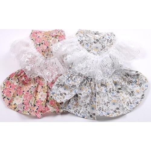 New Dog Cat Dress Shirt Floral&Lace Cat Puppy Skirt Spring/Summer Apparel Outfit 5 Sizes 2 Colours