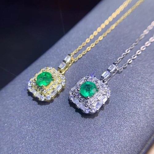 Natural green emerald gemstone pendant for silver necklace jewelry birthday party anniversary gift exquisite ornament free ship