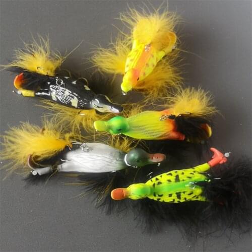 SWOLFY 5PCS 29G/105MM 3D DUCK Topwater Floating Fishing Lure Popper Artificial Bait Plopping and Splashing Feet Hard Pike Tackle
