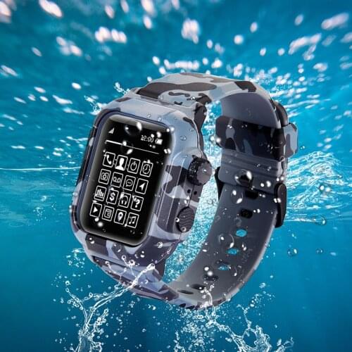 Suitable for Apple Watch Series6 / SE Apple Watch 5 4 3 44/42/40/38mm sports waterproof strap diving silicone strap case