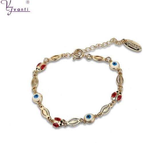 Unique Design Baby Gift Gold Color Eye Shape Jewelry Oil Drip Bracelets & Bangles
