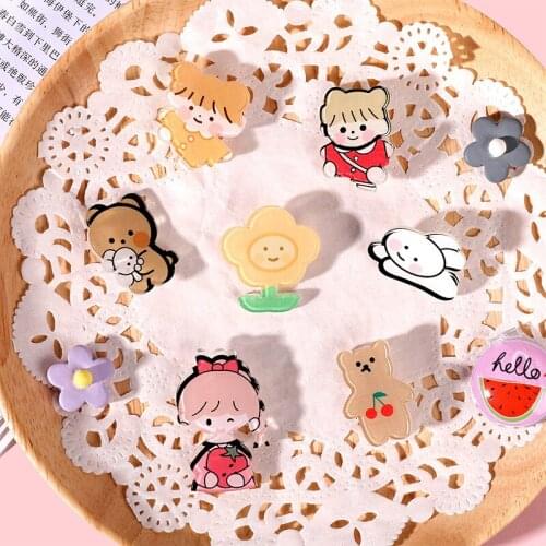 1 Piece of Acrylic Brooch Cartoon Transparent Pin Shirt Jeans Pendant Gift Brooch Bag Bag Pin Decoration Popular