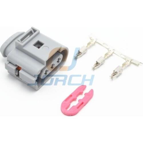 10pcs 3 Pin Way Female 3.5mm Plug Auto Fog Lamp Light Socket Crankshaft Sensor Connector With Terminals For VW AUDI 1J0973723G