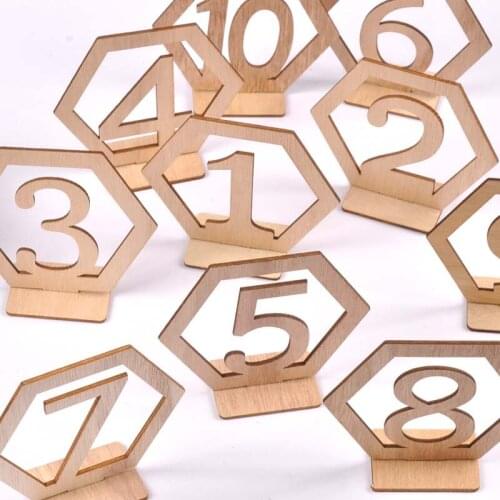 10Pcs Seating Assignment Wooden Place Card Holder Wedding Props Dinner Seat Number Cards Figure Indicator Party Supplies m2628