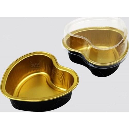 100pcs Net red love baking mold mousse cake pudding cup dessert box heart shape baking-resistant aluminum foil cup with lid