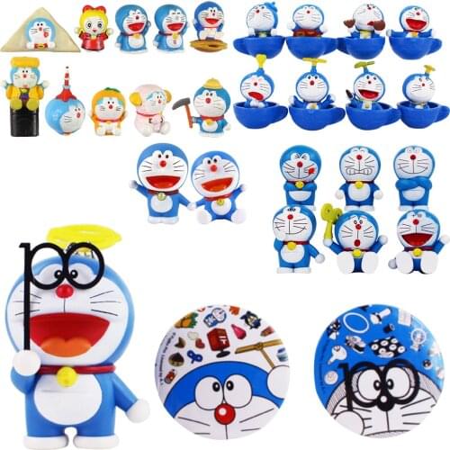 2-5-8-10 Pcs/Set Anime Doraemon Machine Cat Robot Treasure Bag Miniature Action Figure Model Toys Kid Gift Decoration Brinquedos
