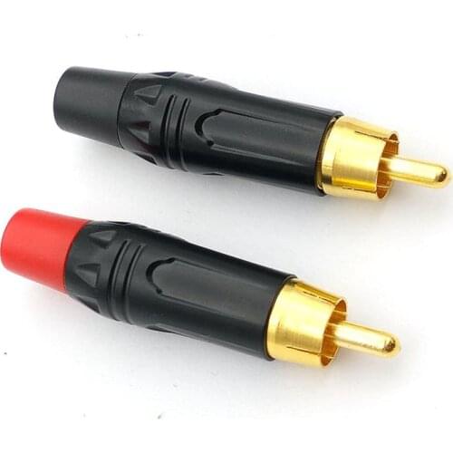 2pcs new Copper Gold Plated RCA Male Plug soldering connectors
