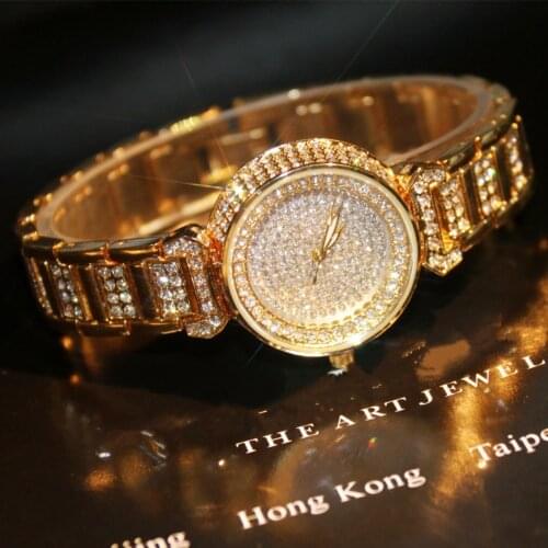 2017 New Arrivals Famous Brand Full Diamond Luxury Women Watch Lady Dress Watch Rhinestone Bling Crystal Bangle Watches Female