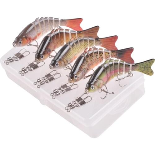 5pcs 10cm 15g Wobblers Fishing Lures And 10pcs Rolling Swivel Kit Multi Jointed Swimbait Hard Artificial Bait Pike/Bass/CarpLure