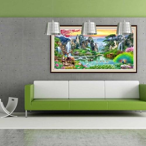 Large Size Landscape Diamond Painting Waterfall Tree Full Square Round Diamond Embroidery Pictures Of Rhinestone New Year Gift