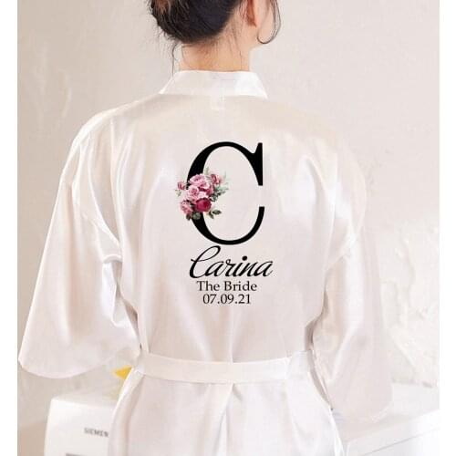 Initials Satin Personalized Robe, Wedding Monogram Robe, Custom Logo Bridal Party Robes, Bridesmaid Gifts