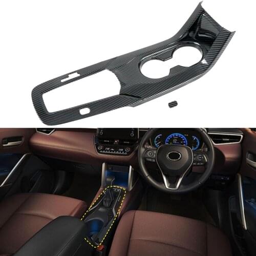 Car Accessories for Toyota Corolla Cross XG10 2020 2021 Carbon Fiber Look Interior Gear Shift Panel Cover Trim 2pcs