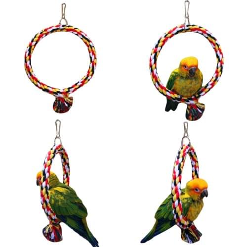 Bird Perch Toy Round Cotton Rope Chewing Bar Parrot Swing Climbing Standing Toys With Bird Supplies