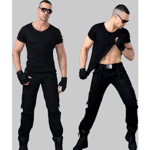 Tactical Pants Army Male Camo Jogger Plus Size Cotton Trousers Many Pocket Zip Military Style Camouflage Black Mens Cargo Pants