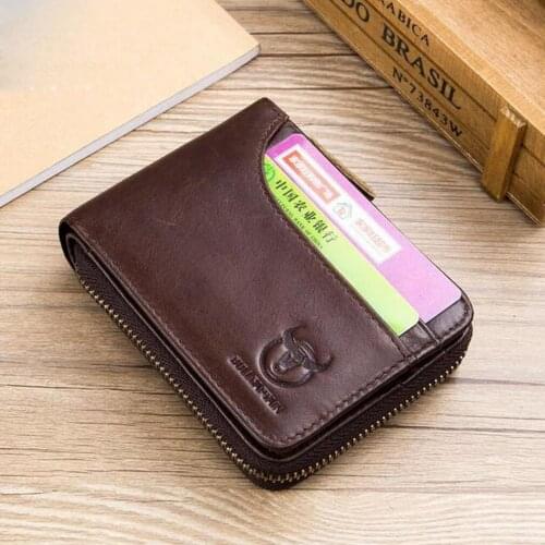 BULLCAPTAIN RFID mens wallet leather coin purse designer brand wallet clutch leather wallet mens short wallet card holder new
