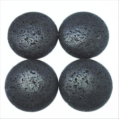 5pcs black lava stone cabochons round shape size 40mm lava beads accessories diy jewelry findings jewelry components
