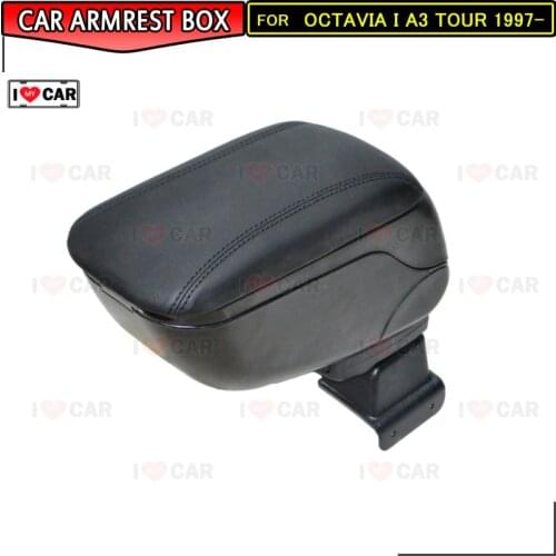 For Skoda Octavia I A3 Tour 1997- car armrest storage box center console leather arm rest cup holder central part car styling MA