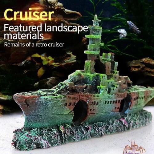 Home Aquarium Fish Tank Landscape Retro Resin Pirate Ship Wreck Ship Decor Resin Boat Ornament Aquarium Decor Accessories