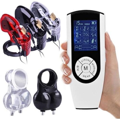 Electro Shock CB6000 Cock Cage Sex Ball Stretcher Scrotum Sleeve Cock Ring Bdsm Penis Lock Ring Sex Toys For Men Chastity Device