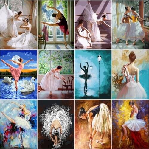 EverShine DIY Dancer Oil Painting By Numbers Hand Paint Canvas Wall Set Portrait Childrens room decoration
