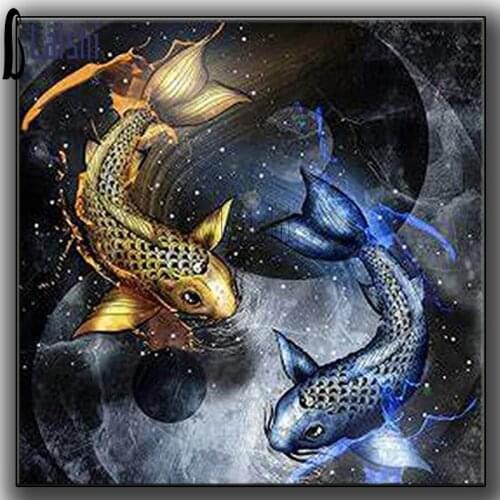 Full Square round Drill 5d Diamond Painting Cross Stitch Diy Diamond Embroidery Rhinestone Pisces Mosaic Home Decor child Gift