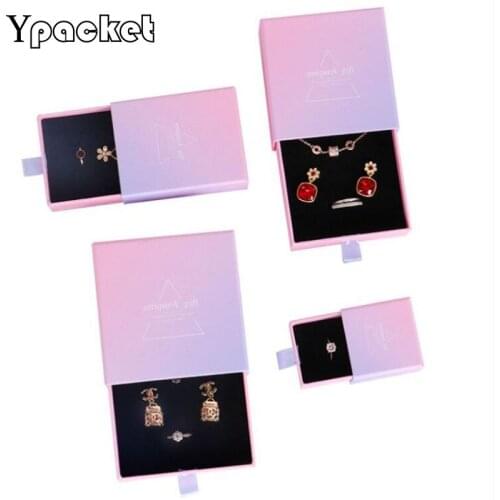 Pink Square Jewelry Organizer Box Rings Storage Box Drawer Gift Box For Rings Earrings Christmas gifts Box For Jewelry 40pcs/lot