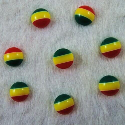 Wholesale Rasta Color 8mm 100pcs Flat Back Half Resin Round Beads DIY Craft Scrapbooking HA-66