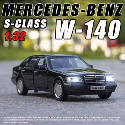 Hot Christmas Toys 1:32 Diecast Miniature Alloy Model Retro Car Mercedes-Benz S-Class W-140 Classic Metal Vehicle for Children